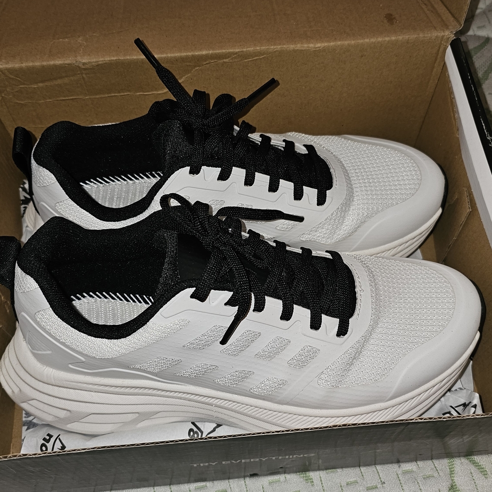 Women's Lightweight White and Black Athletic Sneakers